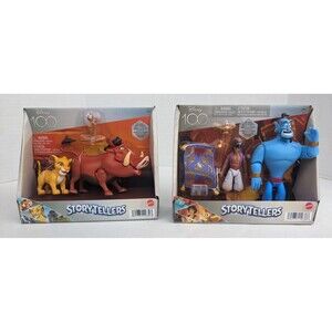 Disney Storytellers: Aladdin Genie Action Figures Lion King Simba Disney 100 NEW